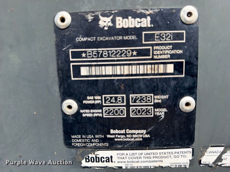 image for item FK5201 2023 Bobcat E32i mini excavator