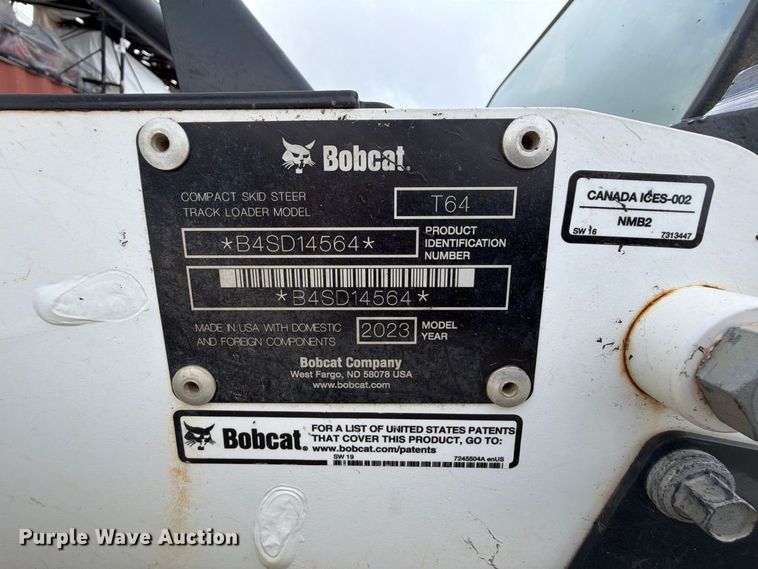 image for item FK5202 2023 Bobcat T64 tracked skid steer loader