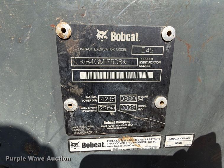 image for item FK5203 2023 Bobcat E42 mini excavator