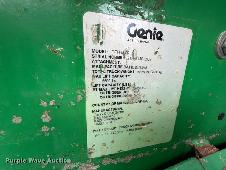 image for item FK5244 2015 Genie 216559GT telehandler
