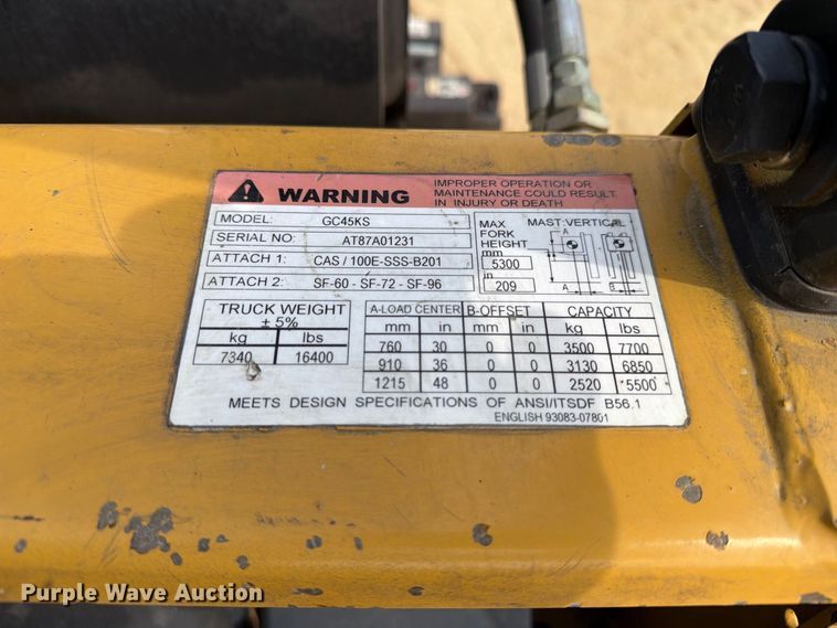 image for item FN2613 Caterpillar GC45KS forklift