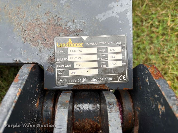 image for item FN5876 LandHonor PR-12-72W skid steer power rake