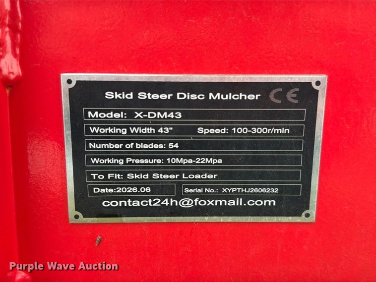 image for item FN5878 2026 X-DM43 skid steer mulcher