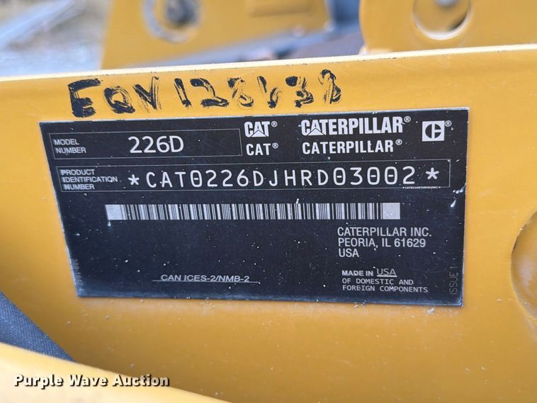 image for item FP3110 2018 Caterpillar 226D skid steer loader
