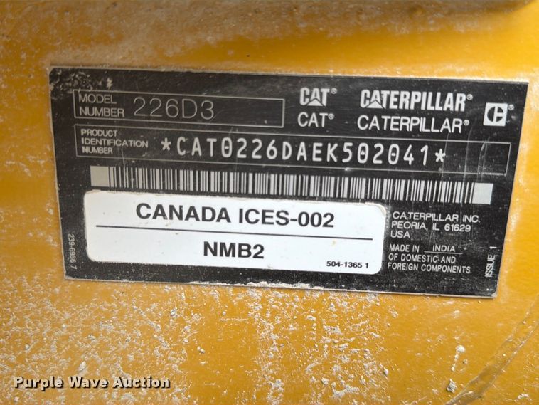 image for item FP3111 2023 Caterpillar 226D3 skid steer loader