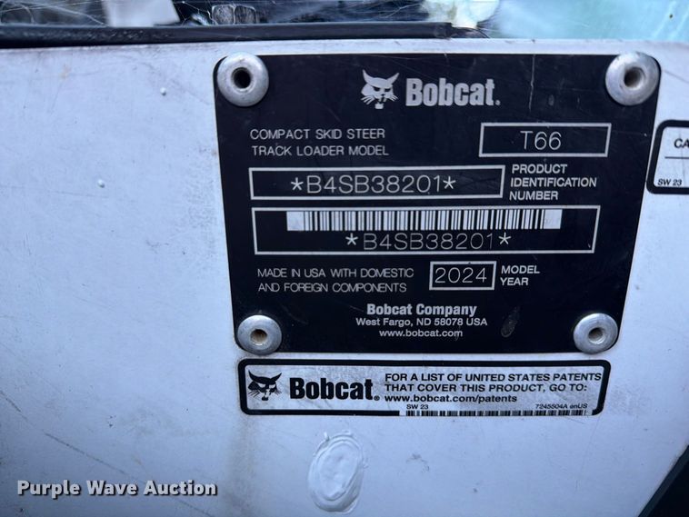 image for item FT3018 2024 Bobcat T66 tracked skid steer loader