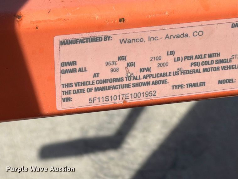 image for item FT6397 2014 Wanco WTSP arrow board trailer