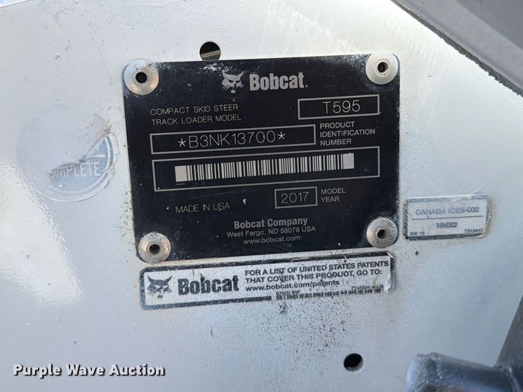 image for item FT6401 2017 Bobcat T595 tracked skid steer loader