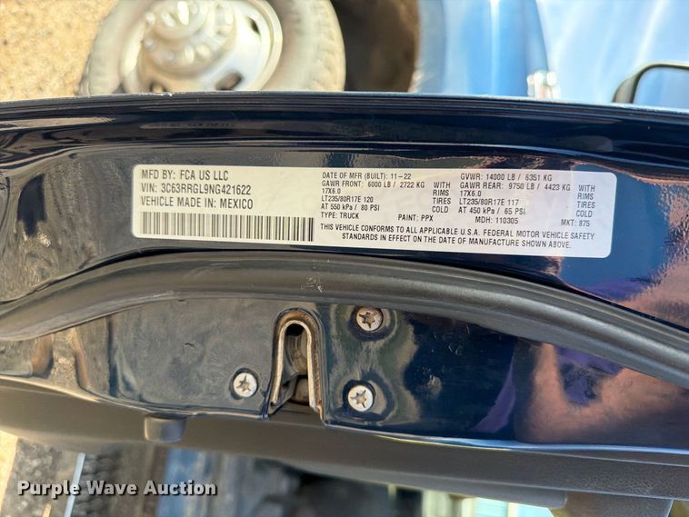 image for item FT6829 2022 RAM 3500 Crew Cab pickup truck