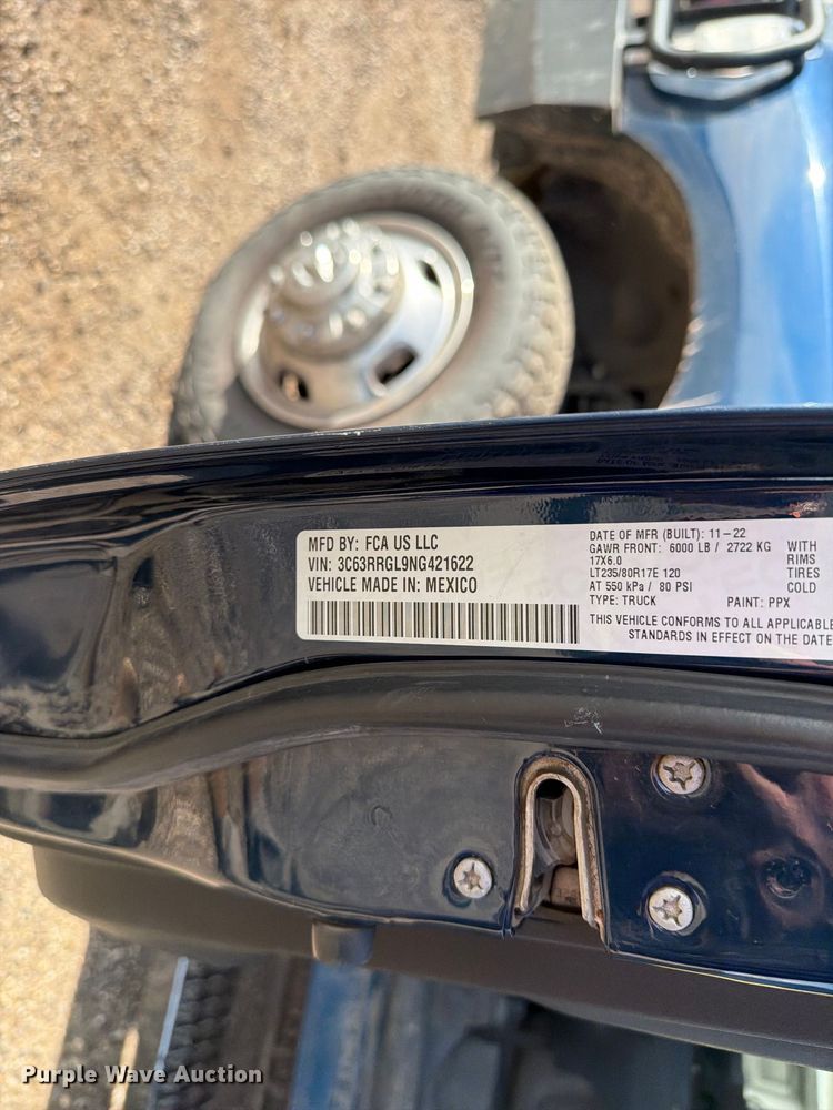 image for item FT6829 2022 RAM 3500 Crew Cab pickup truck