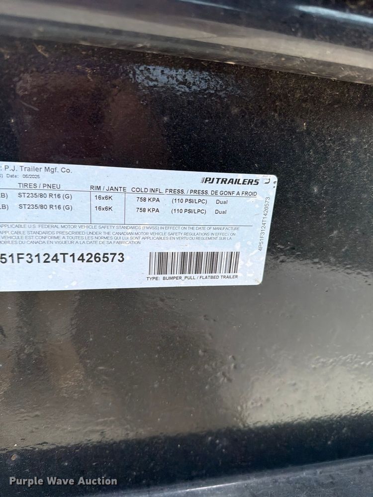 image for item FT6830 2026 PJ PL241 equipment trailer