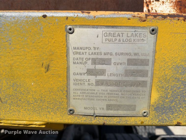 image for item FT8009 1989 Great Lakes Mfg drop deck trailer