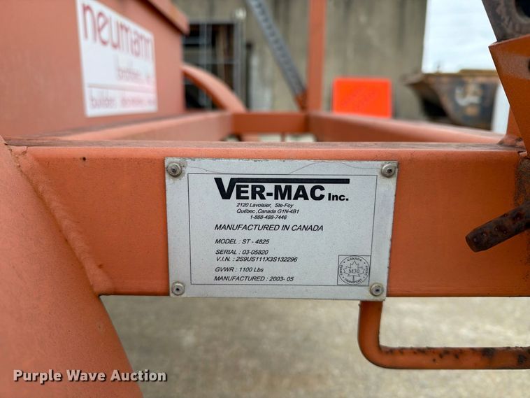 image for item FT8112 2003 Ver-Mac ST-4825 arrow board trailer