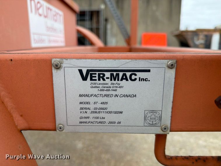 image for item FT8112 2003 Ver-Mac ST-4825 arrow board trailer