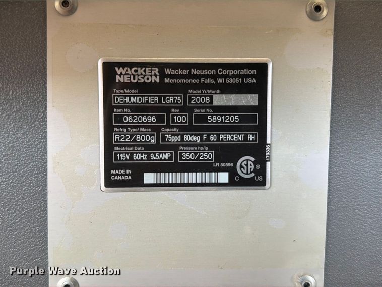 image for item FU0517 2008 Wacker Neuson AD75LGR dehumidifier