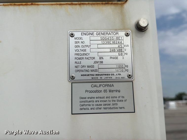 image for item FU0518 Airman SDG45S-8E1 generator