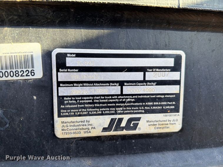 image for item NC9916 2007 JLG TL943 telehandler