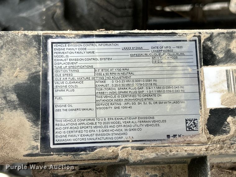 image for item YA3643 2020 Kawasaki Mule Pro-FXT utility vehicle