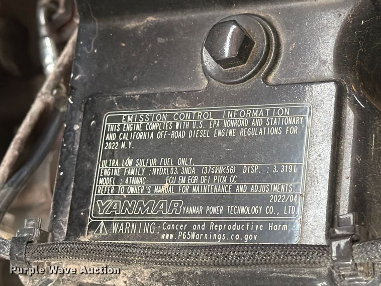 image for item YA4722 2022 Sany SY60C mini excavator