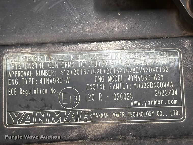 image for item YA4722 2022 Sany SY60C mini excavator