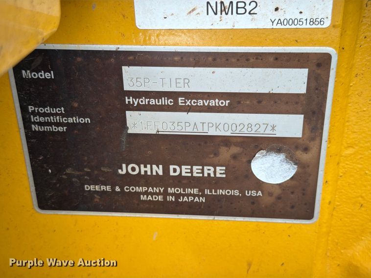 image for item YA5065 2023 John Deere 35P-Tier mini excavator