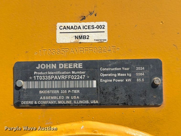image for item YA5158 2024 John Deere 335P-Tier tracked skid steer loader