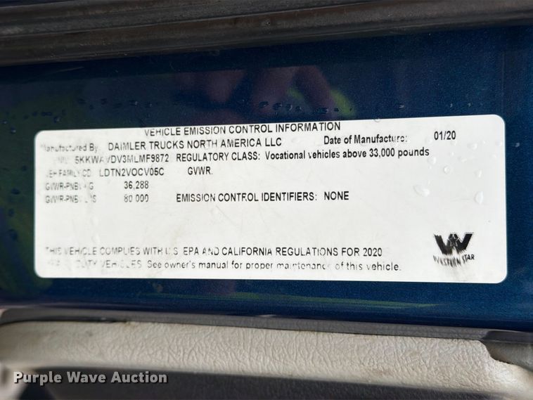 image for item YA5181 2021 Western Star 4700 dump truck