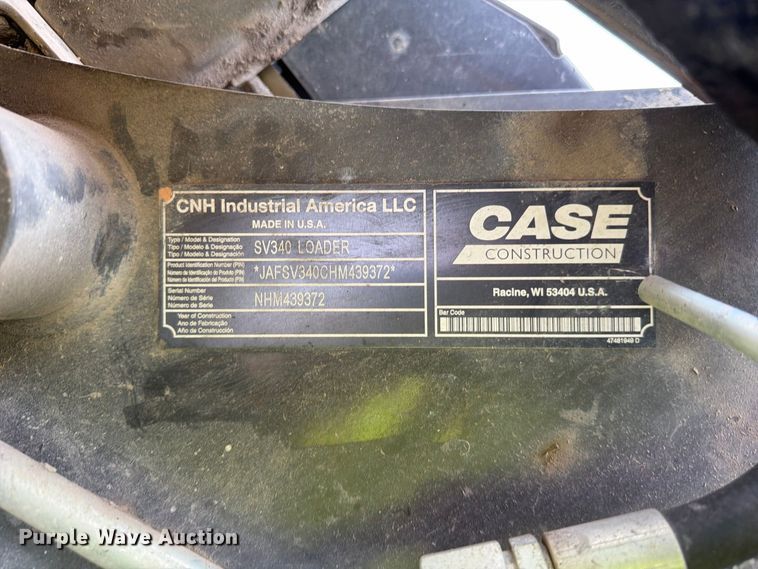 image for item YA5191 2017 Case SV340 skid steer loader