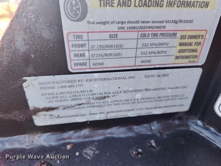 image for item YA5195 2022 KM International 8000TEDD C2M2 asphalt hot box trailer