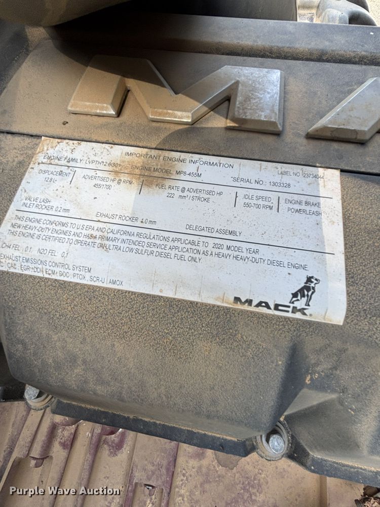 image for item ZA0836 2021 Mack Granite dump truck