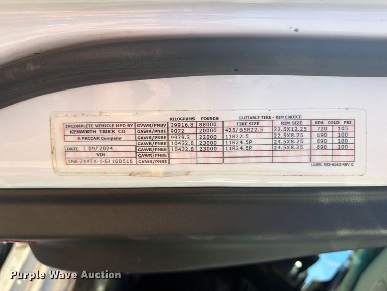 image for item ZA0842 2025 Kenworth T880 dump truck