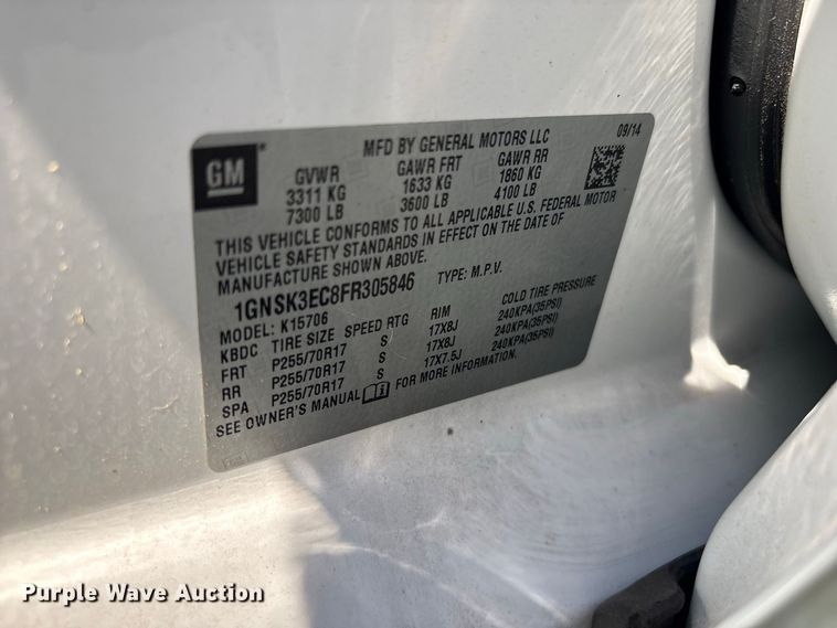 image for item DT2925 2015 Chevrolet Tahoe SUV