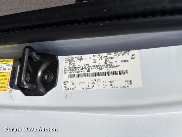 image for item DV7335 2015 Ford F150 Ext. Cab pickup truck