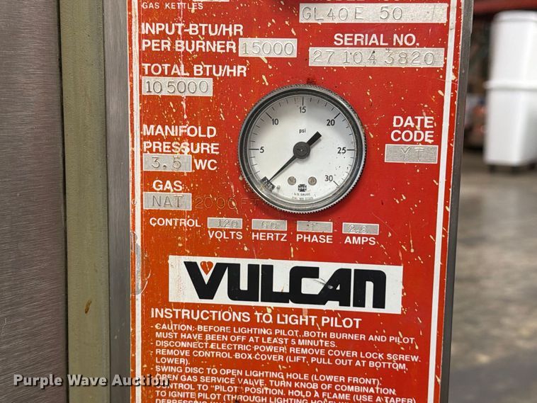 image for item DZ4907 1996 Vulcan GL40E Steam kettle