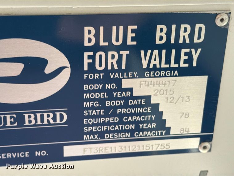 image for item EI7763 2015 Blue Bird All American school bus