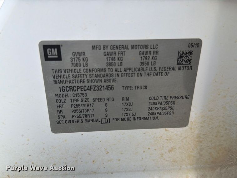 image for item EO8762 2015 Chevrolet Silverado 1500 Ext. Cab pickup truck