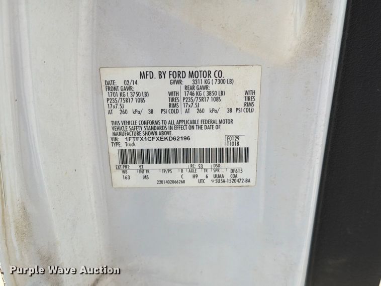 image for item EO8763 2014 Ford F150 Ext. Cab pickup truck