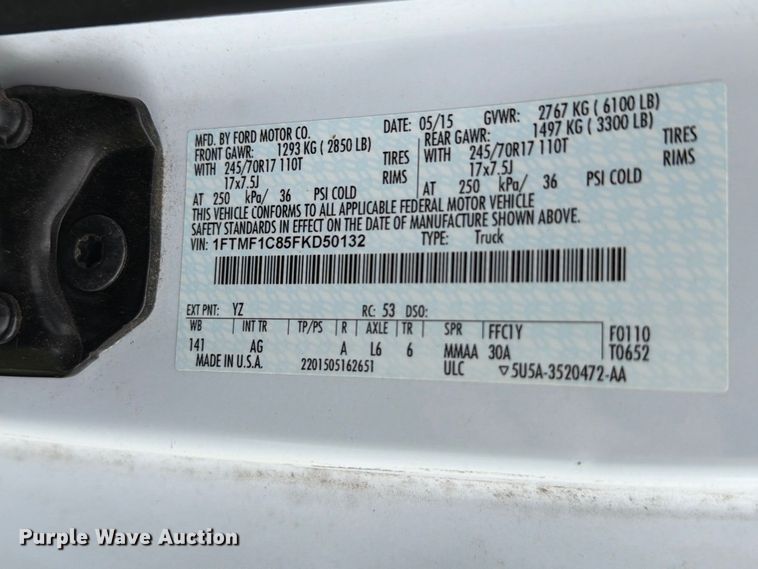 image for item EO8781 2015 Ford F150 XL pickup truck