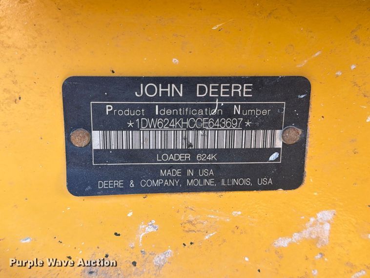 image for item EP7840 2012 John Deere 624K wheel loader