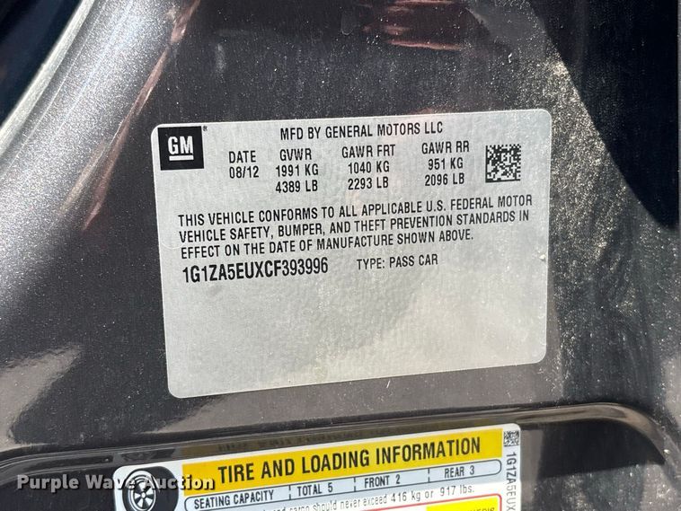 image for item ET8678 2012 Chevrolet Malibu 