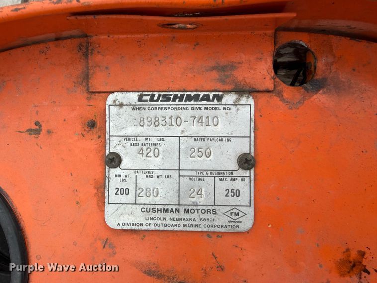 image for item EV2342 Cushman 898310-7410 utility cart