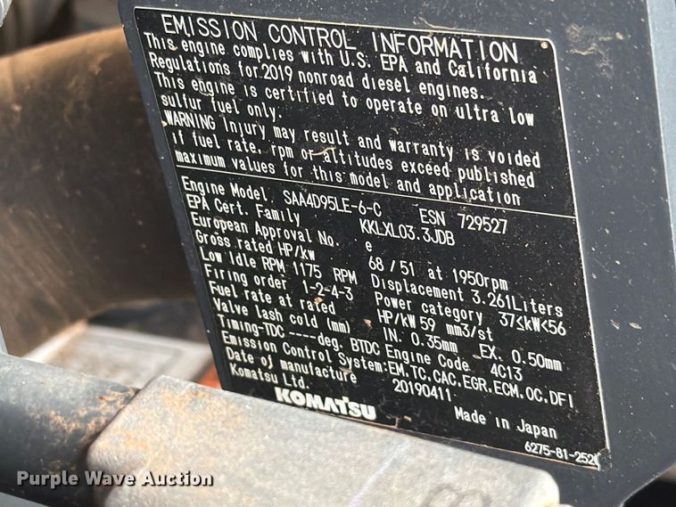 image for item EW8954 2020 Komatsu PC88MR-10 mini excavator