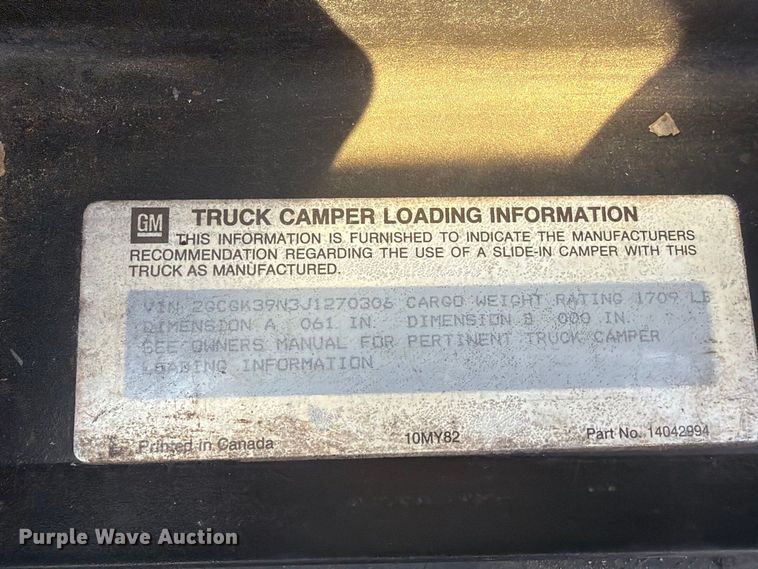 image for item EX0053 1988 Chevrolet C3500 Ext. Cab utility bed pickup truck