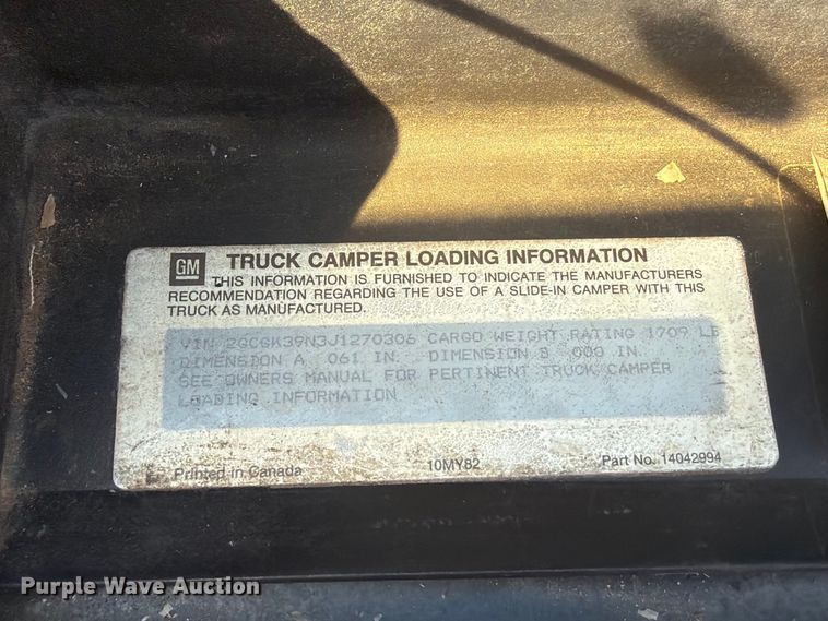 image for item EX0053 1988 Chevrolet C3500 Ext. Cab utility bed pickup truck