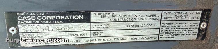 image for item EX0055 1996 Case 580S backhoe