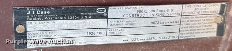 image for item EX0063 1994 Case 580 Super K backhoe