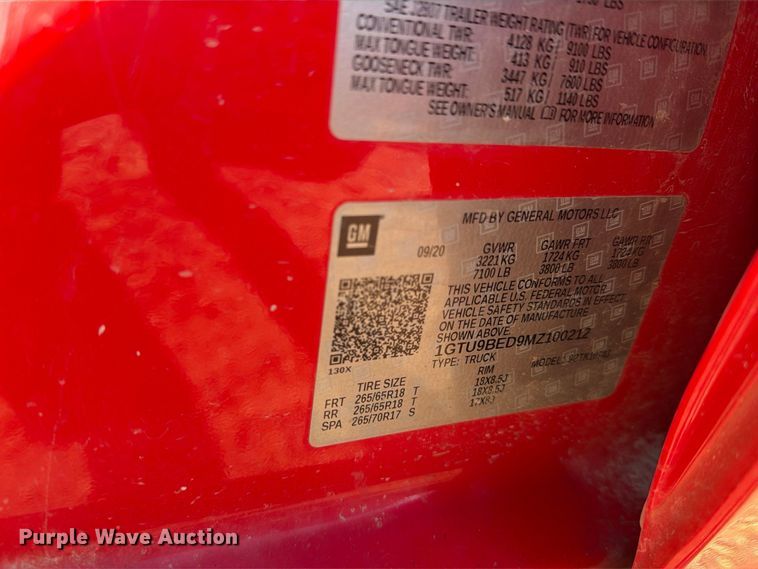 image for item EX1041 2021 GMC Sierra 1500 Crew Cab pickup truck