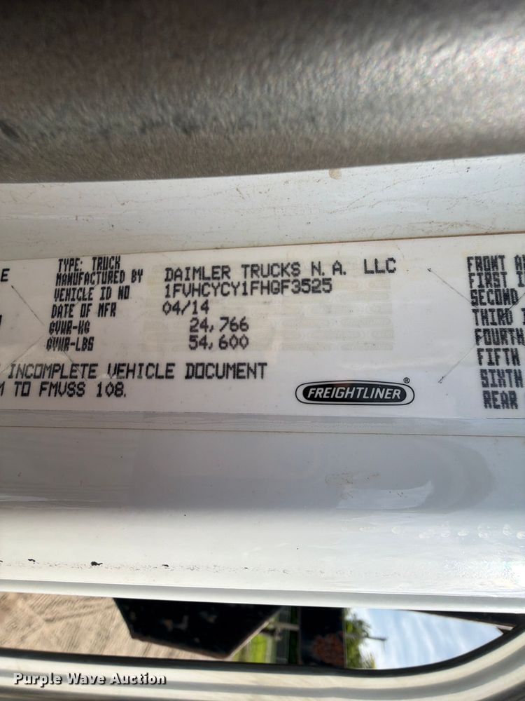 image for item EX2539 2015 Freightliner M2 dump truck