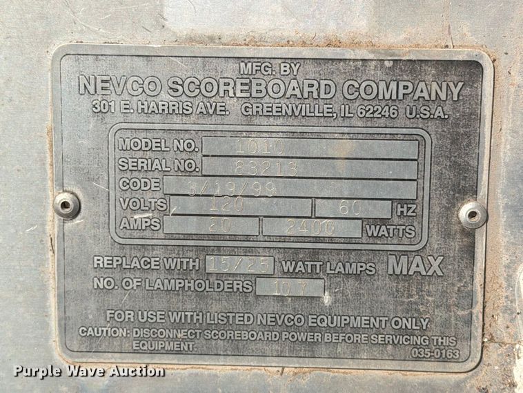 image for item EX4319 (5) Nevco Scoreboard Company 1010 scoreboards