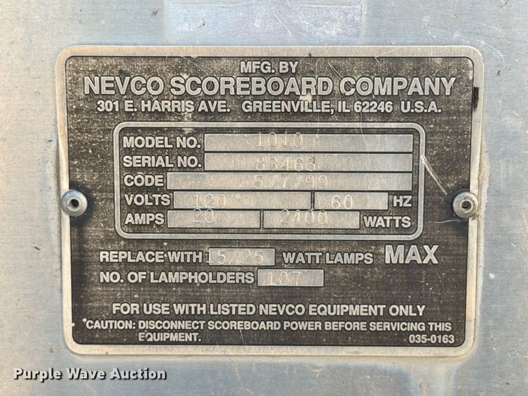 image for item EX4319 (5) Nevco Scoreboard Company 1010 scoreboards